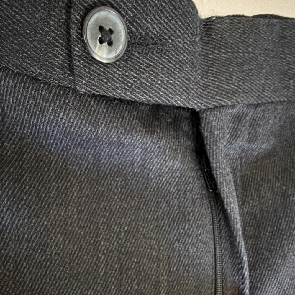 Grant Thomas Men's Black Wool Twill Flat Front Straight Leg Dress Pants 36x30